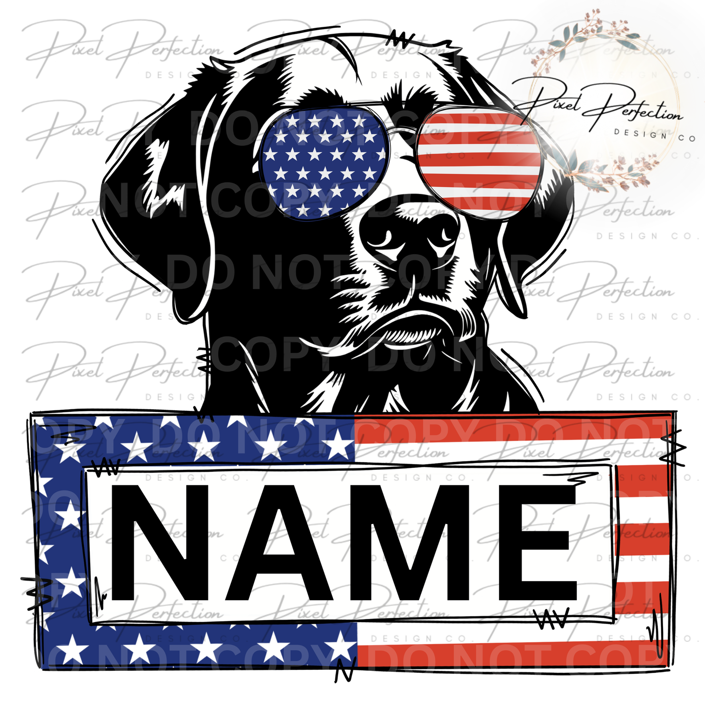 Fourth of July dog name plate png