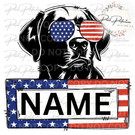 Fourth of July dog name plate png