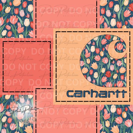 Blue collar tulips spring patchwork seamless