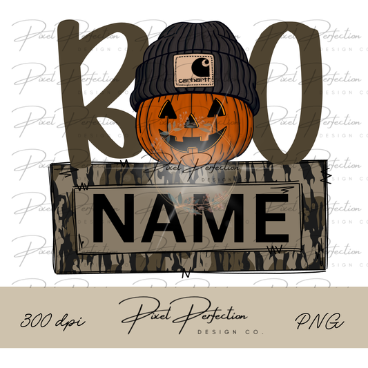 Blue collar boys boo pumpkin nameplate png