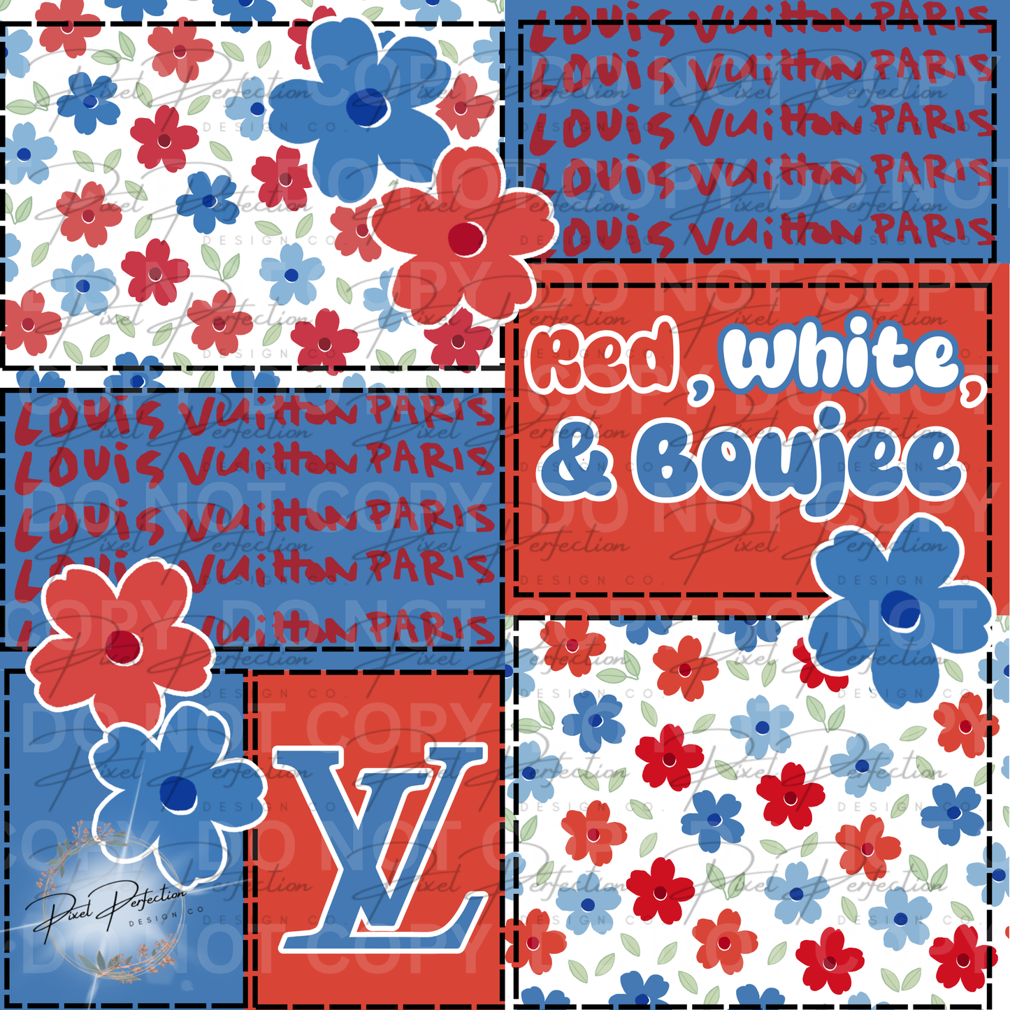 Fourth of July Red White and Boujee seamless