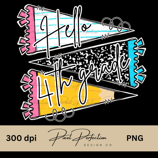 Back to school pendant hello 4th grade png