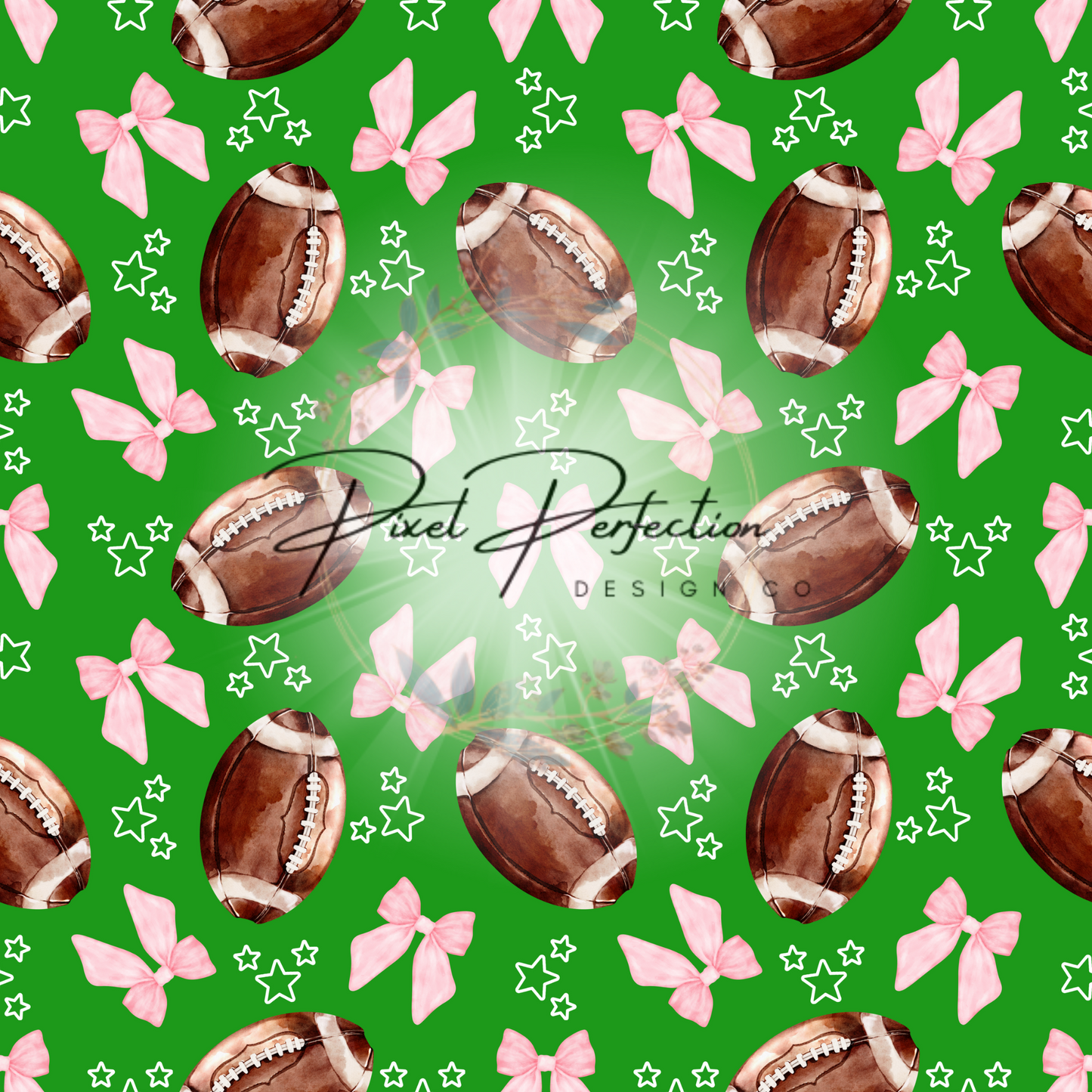 Watercolor football and bows seamless