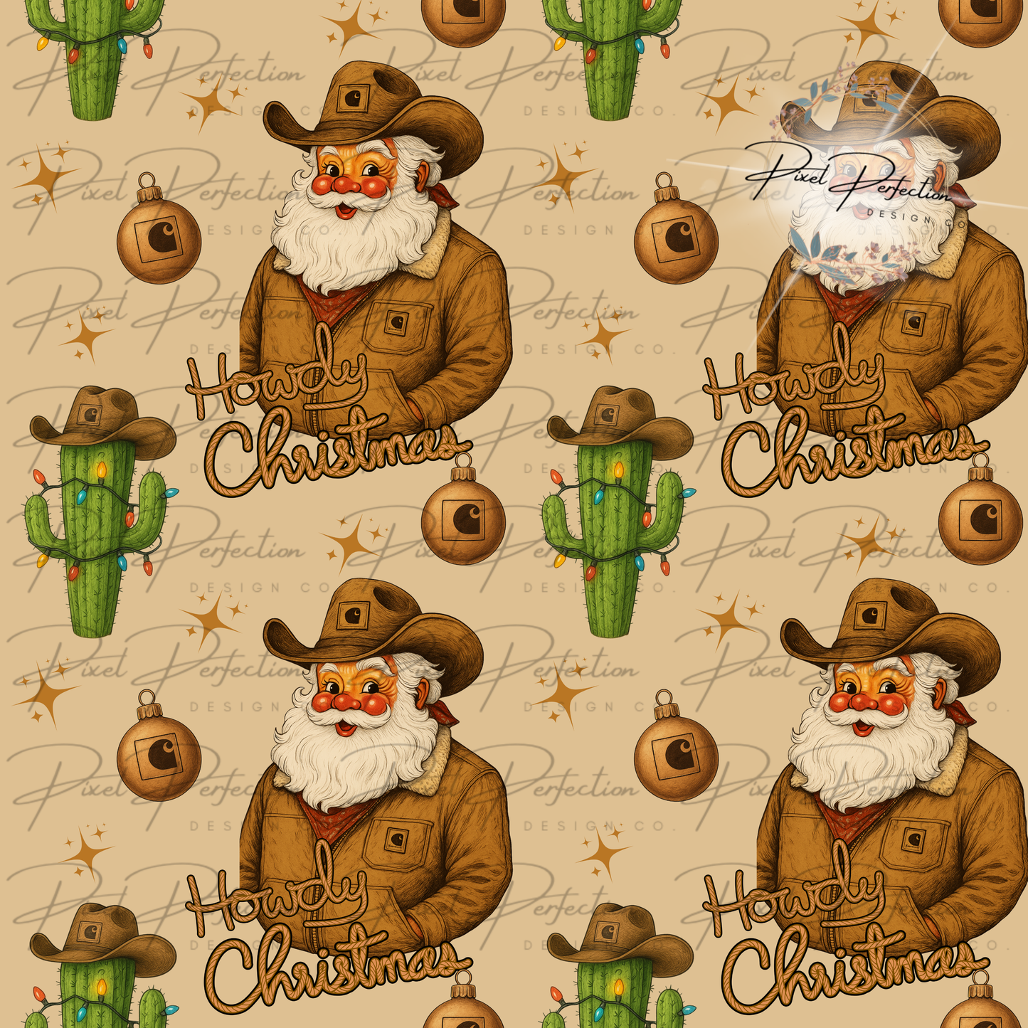 Howdy Christmas western blue collar Santa seamless