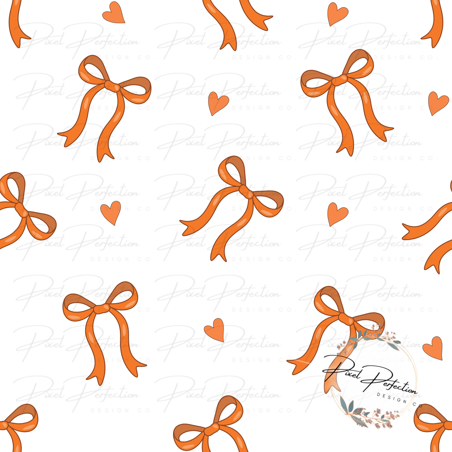 Orange Coquette Bow and heart seamless file