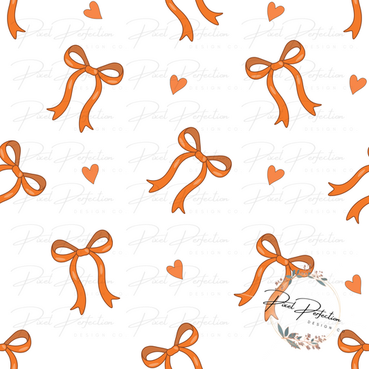 Orange Coquette Bow and heart seamless file