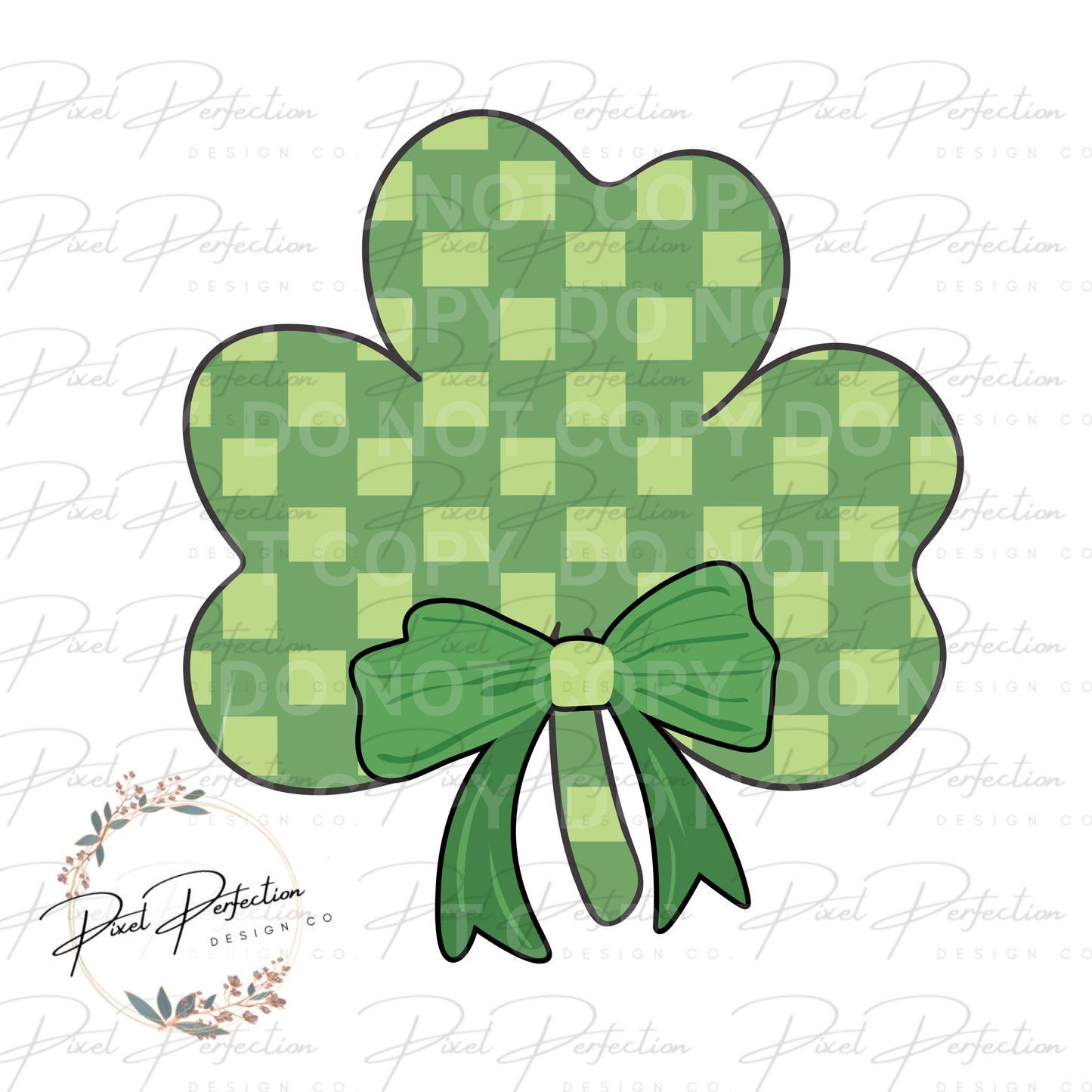 St. Patrick’s Day checkered clover with bow