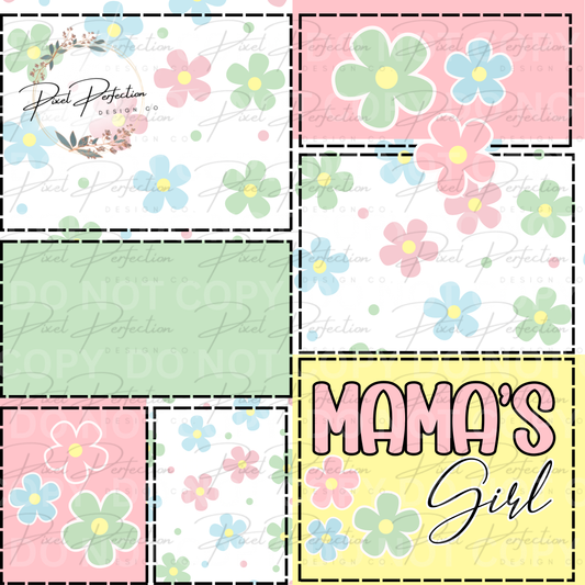 Spring floral retro daisy mamas girl patchwork seamless