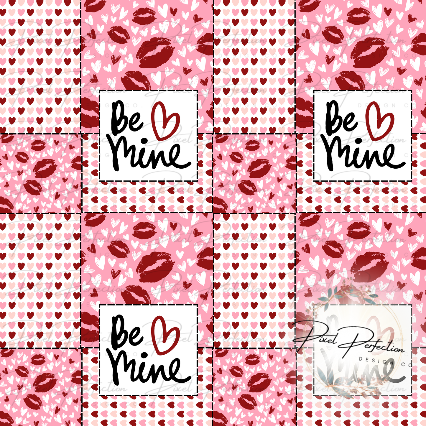 Be mine valentines patchwork seamless