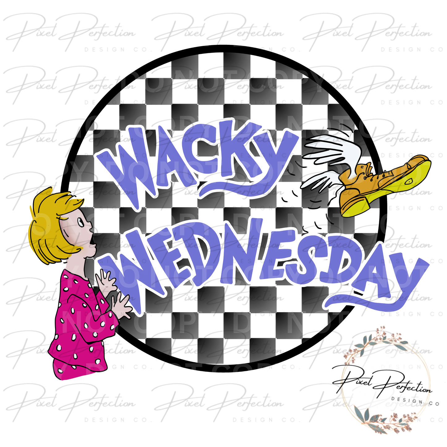 Dr Seuss Wacky Wednesday  checkered background png