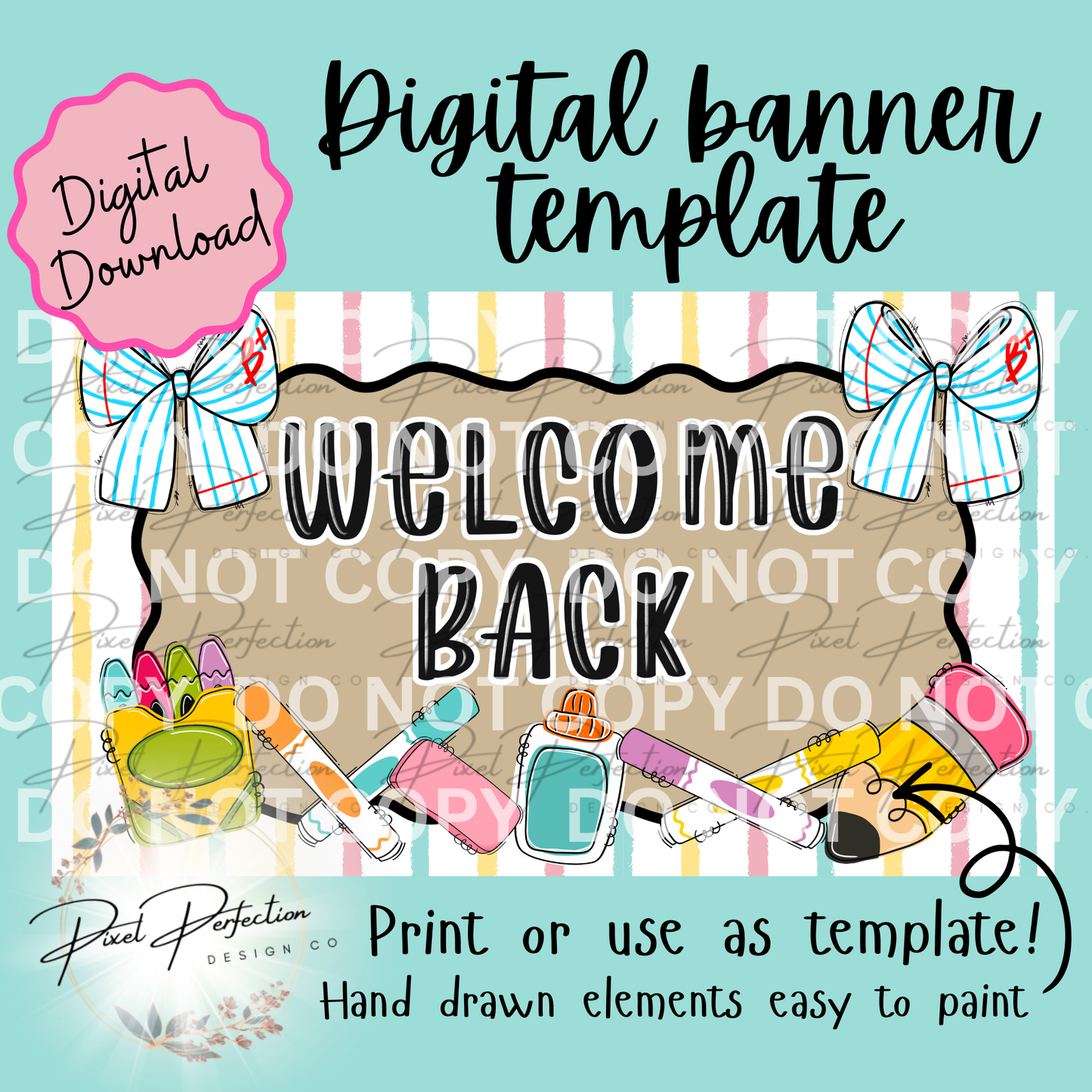 Back to school welcome back with bows banner template
