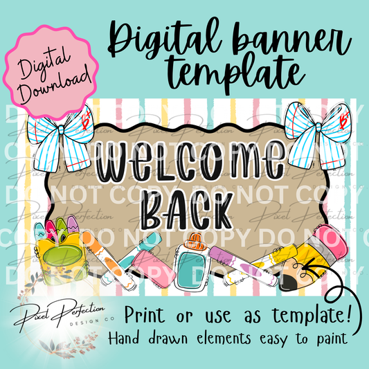 Back to school welcome back with bows banner template