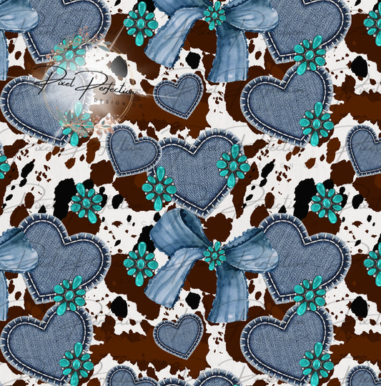 Blue Jean heart patches seamless