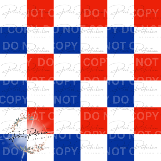 Fourth of July red white and blue checkered seamless