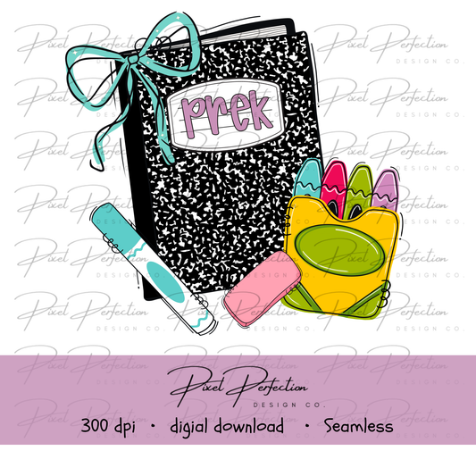 Back to school doodle stripe matching prek png