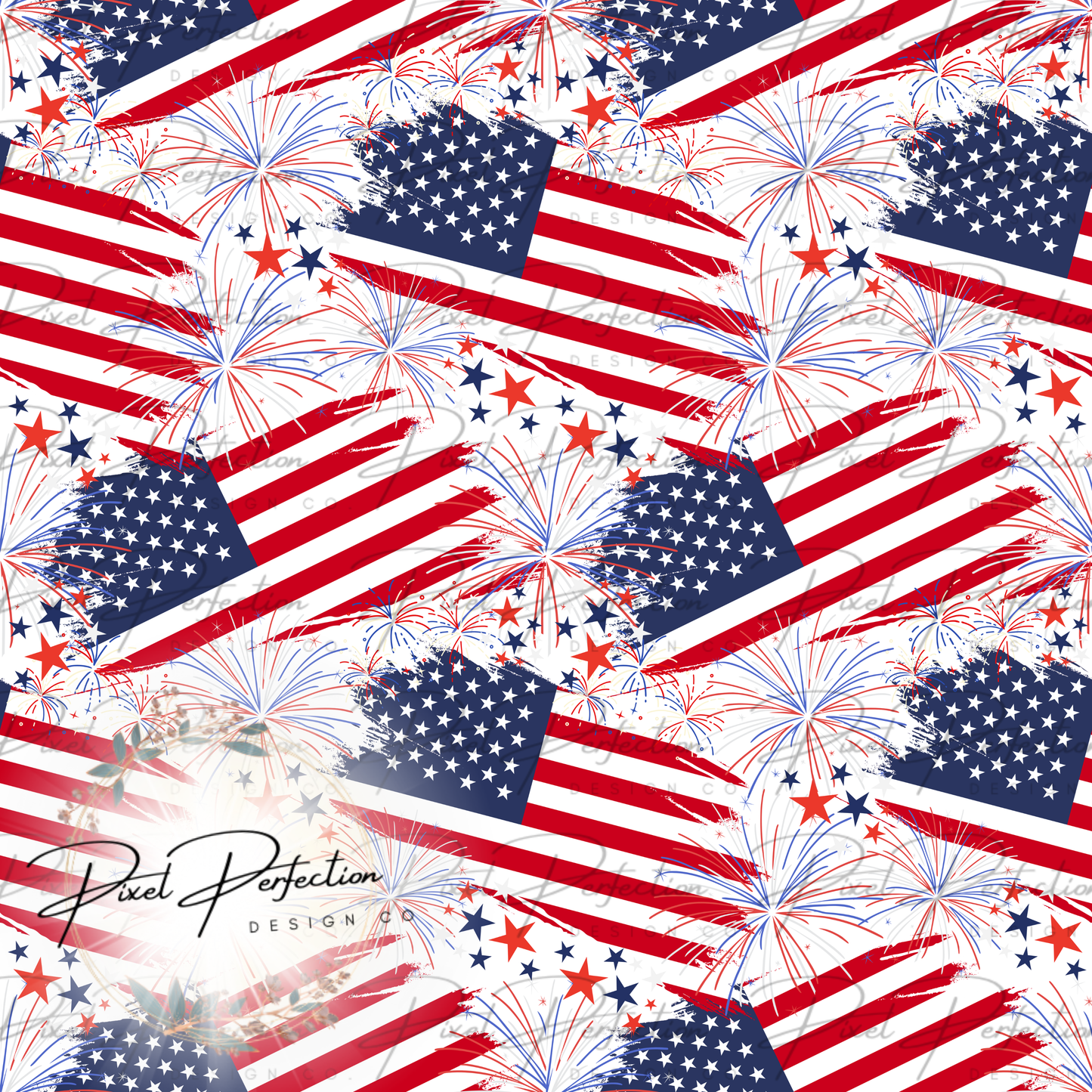 Fourth of July Joe dirt flag and fireworks quote coordinating seamless