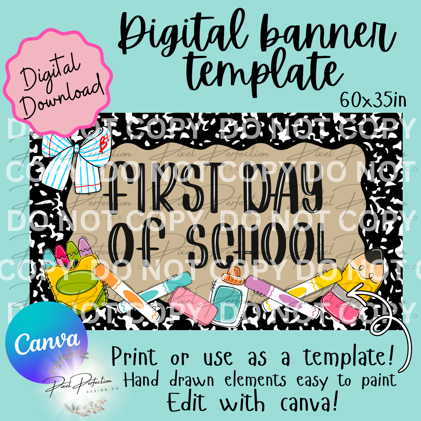 Back to school first day of school banner template