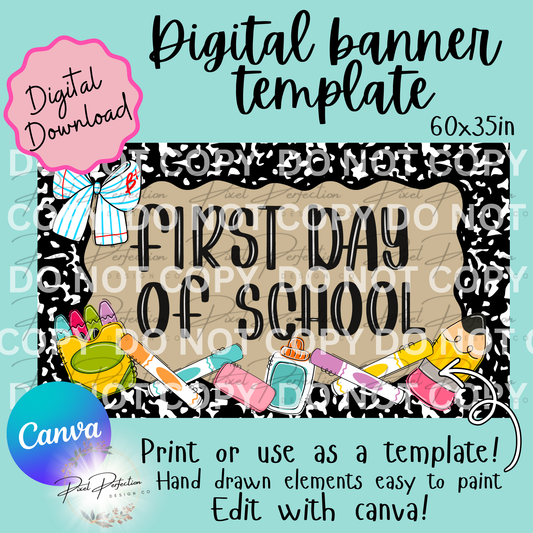 Back to school first day of school banner template
