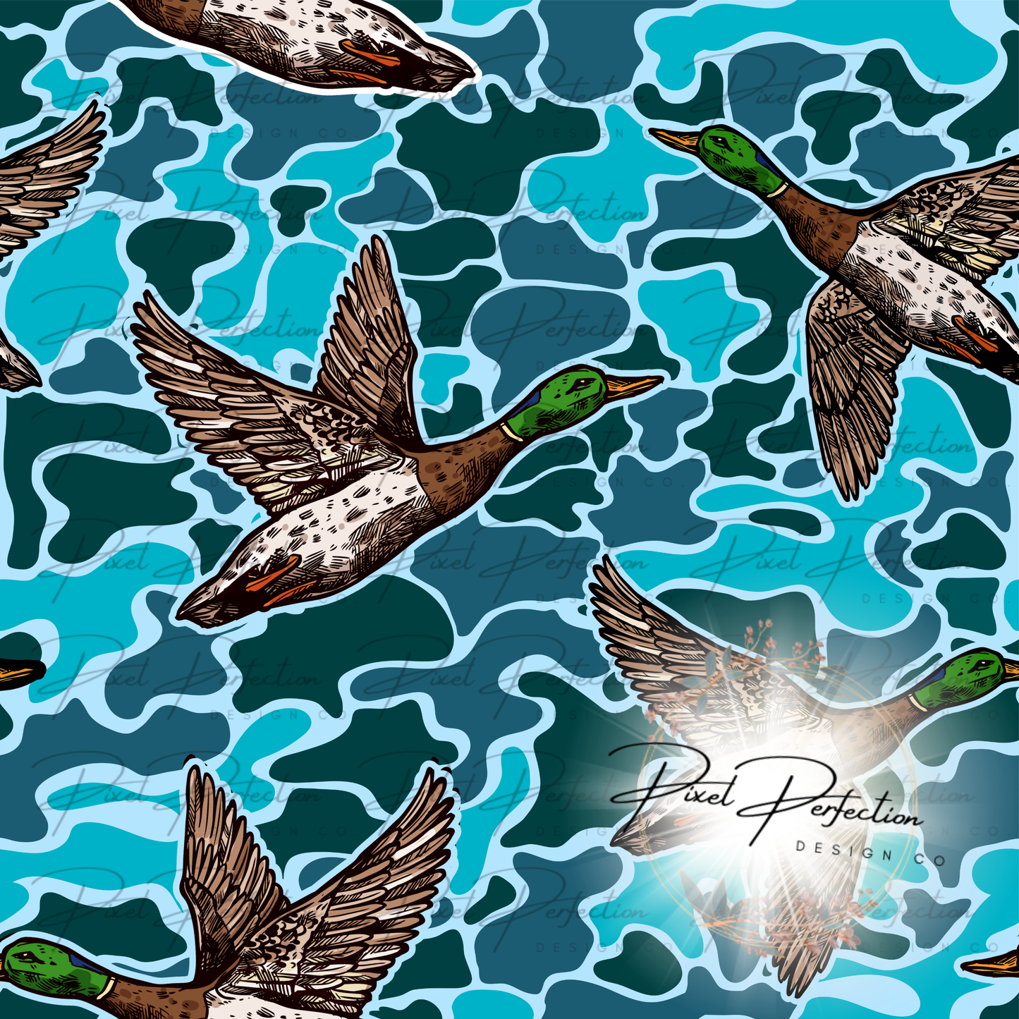 Duck blue camo background seamless