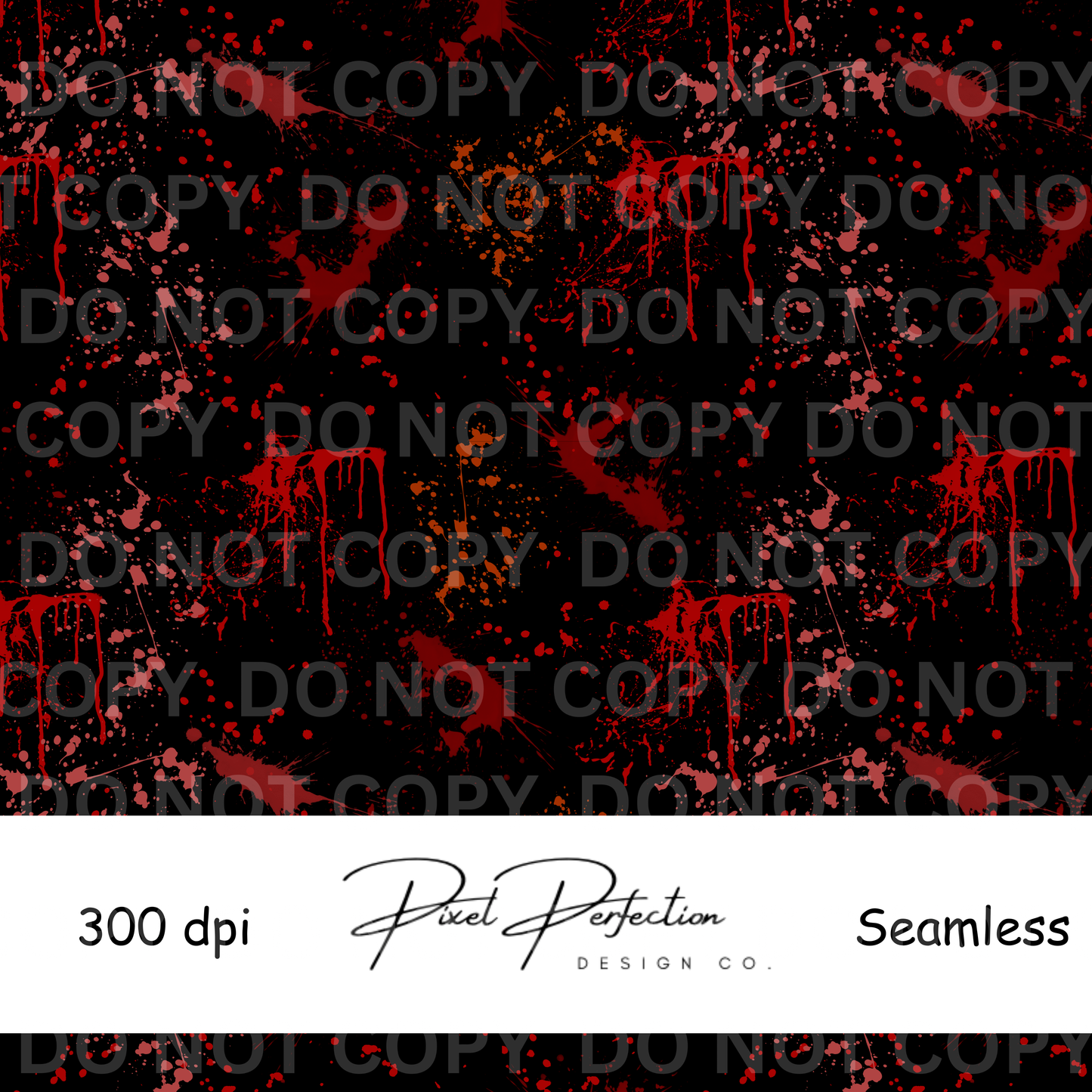 Halloween blood splatter black background seamles
