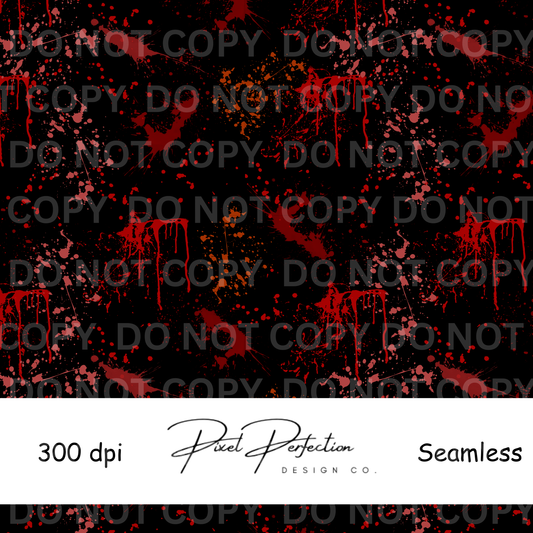 Halloween blood splatter black background seamles