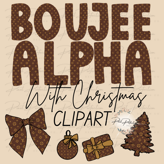 Boujee brown and tan alphabet set with matching Christmas clip art