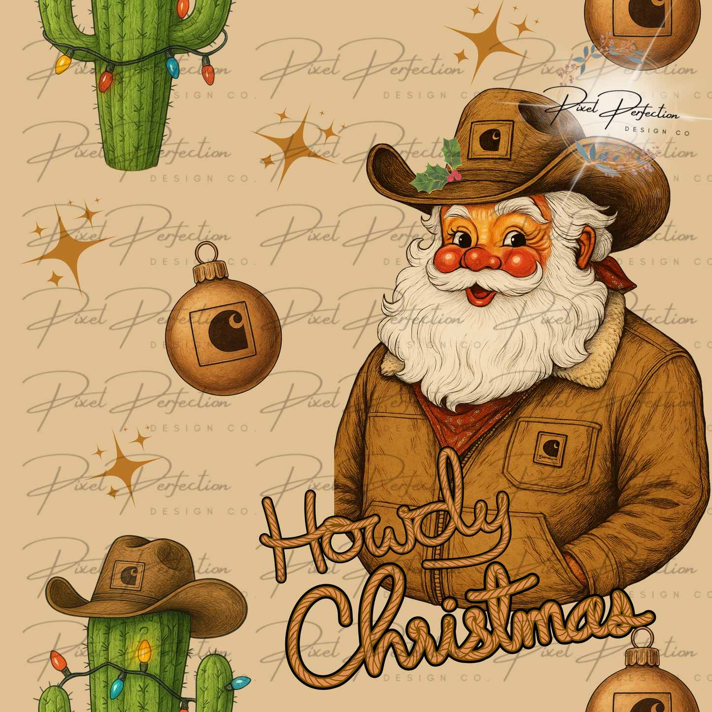 Howdy Christmas western blue collar Santa seamless