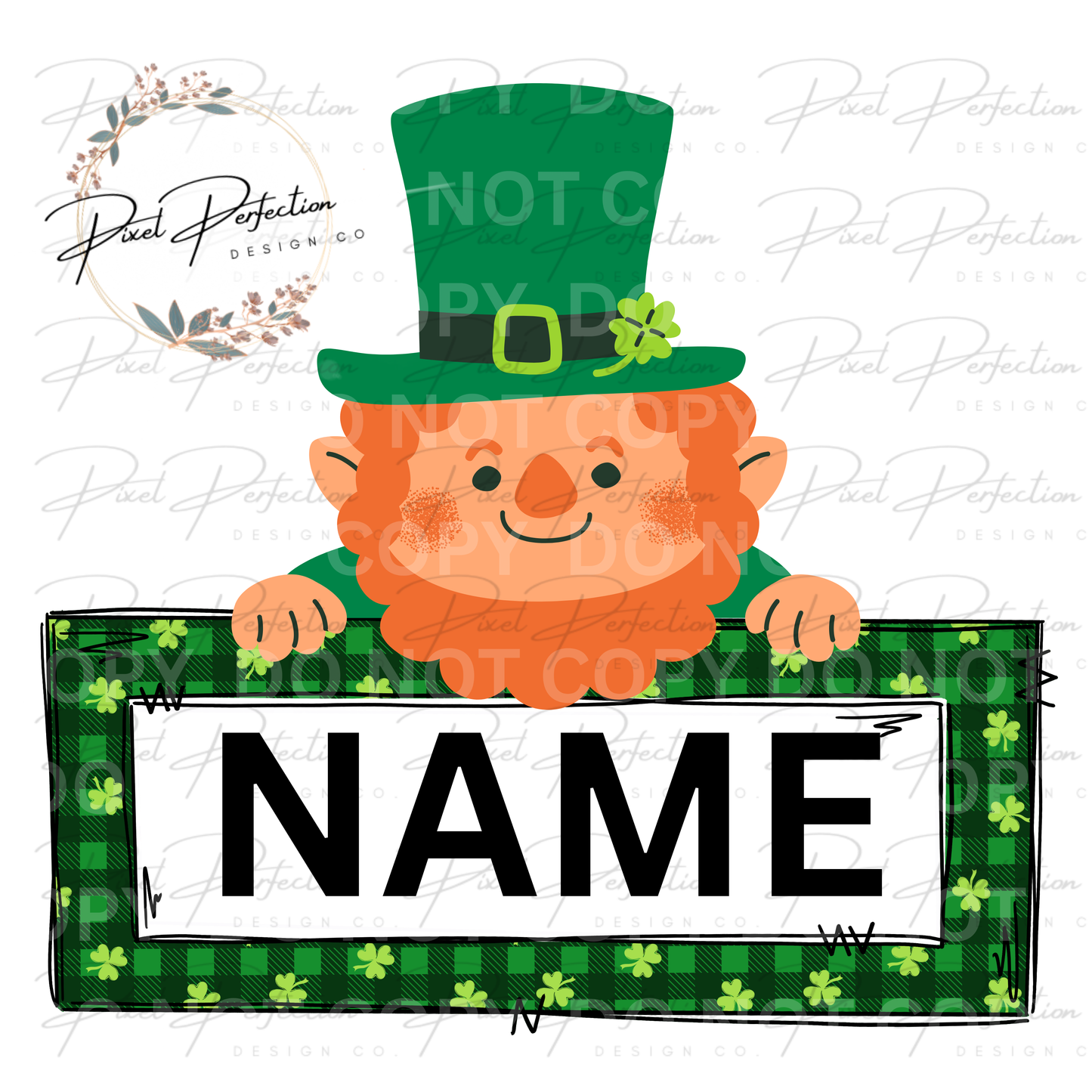 St. Patrick’s Day leprechaun name plate png