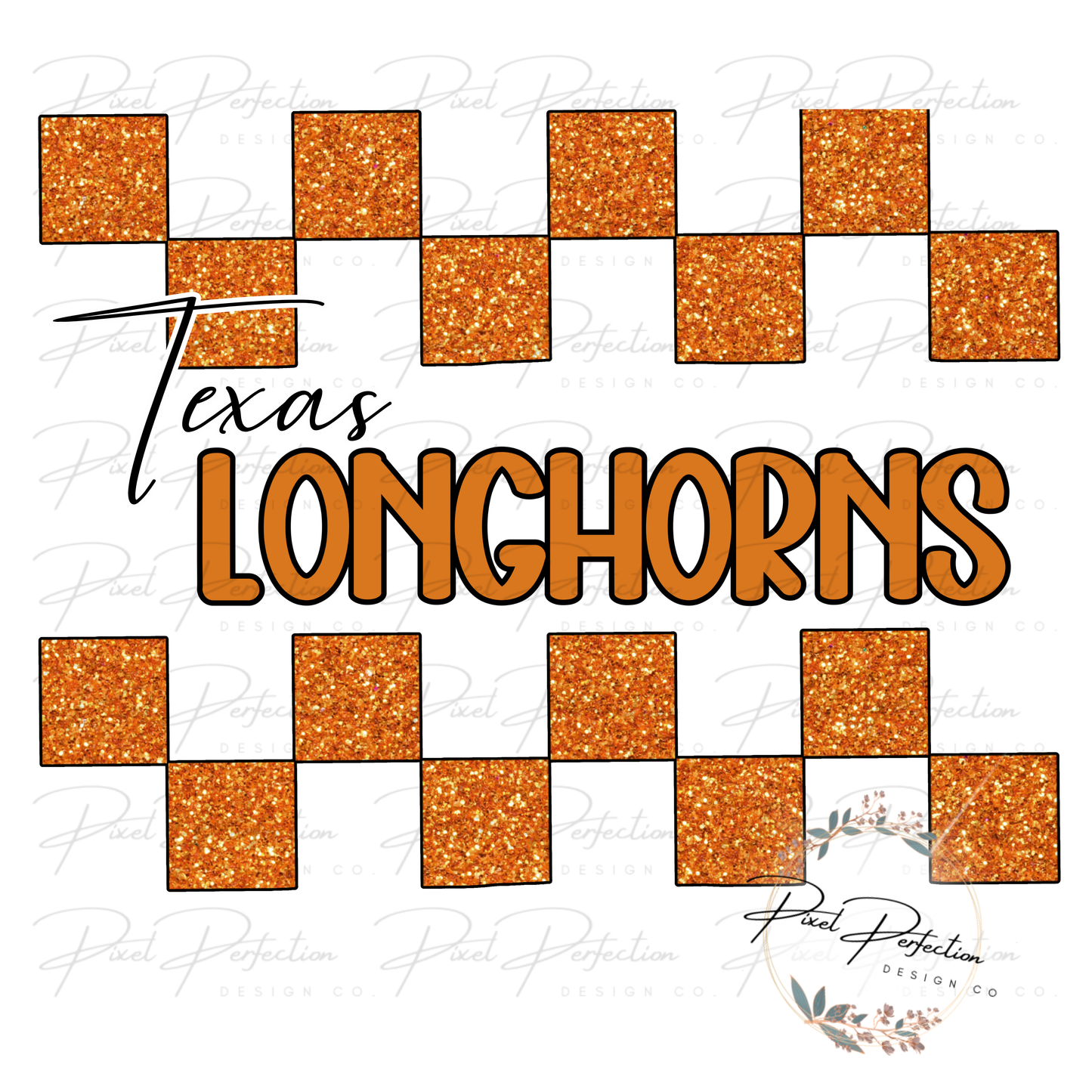 Glitter Checkered Texas football PNG