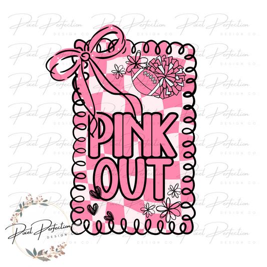 Pink out preppy frame coquette bow #1 with pink football png