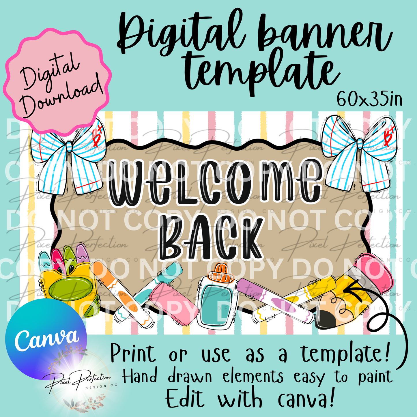 Back to school welcome back with bows banner template