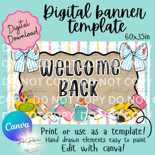 Back to school welcome back with bows banner template