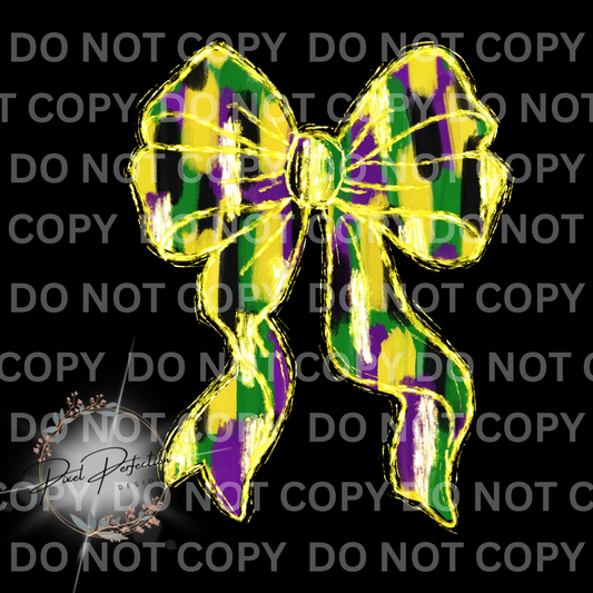 Mardi Gras brush stroke bow png