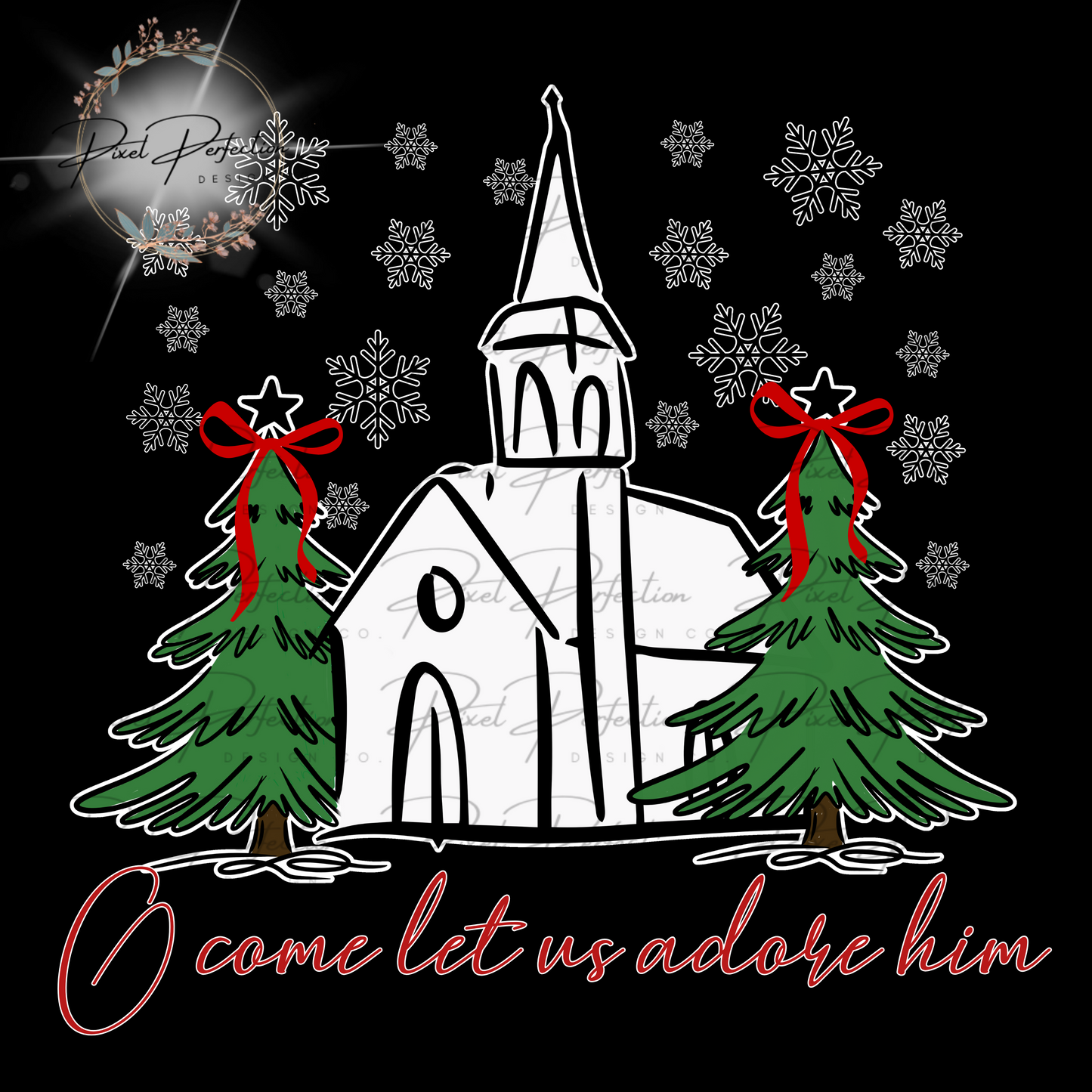 O come let us adore him Christmas church png