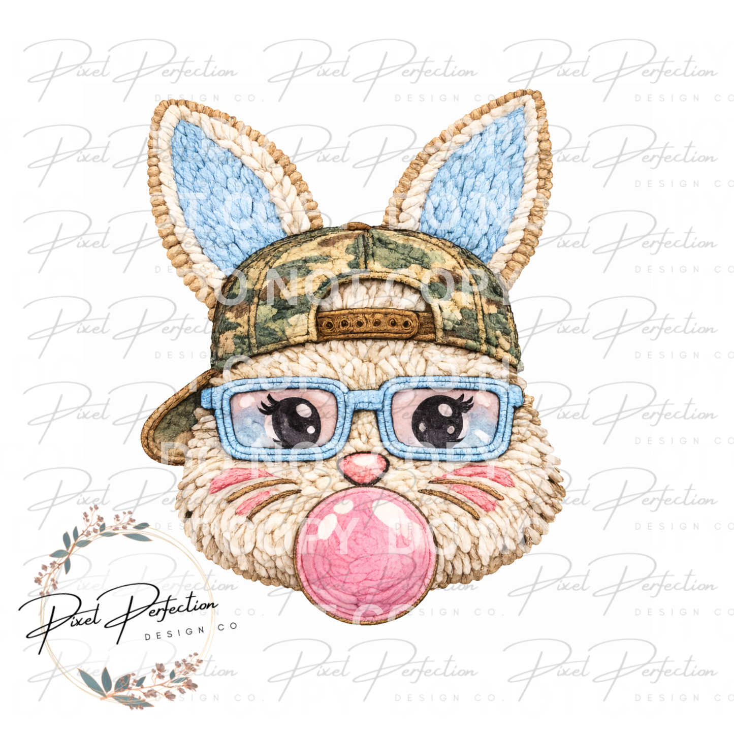 Faux yarn boy Easter bunny png
