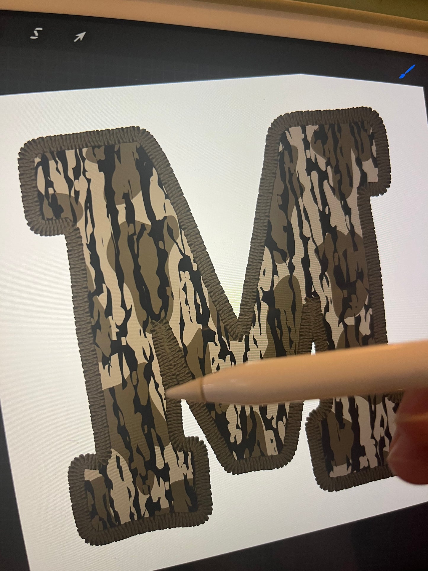 Faux embroidered camo mama png