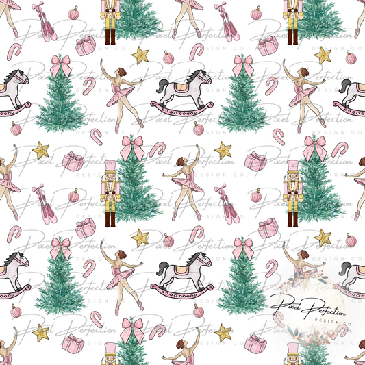 Nutcracker Ballerina Girlie Christmas seamless