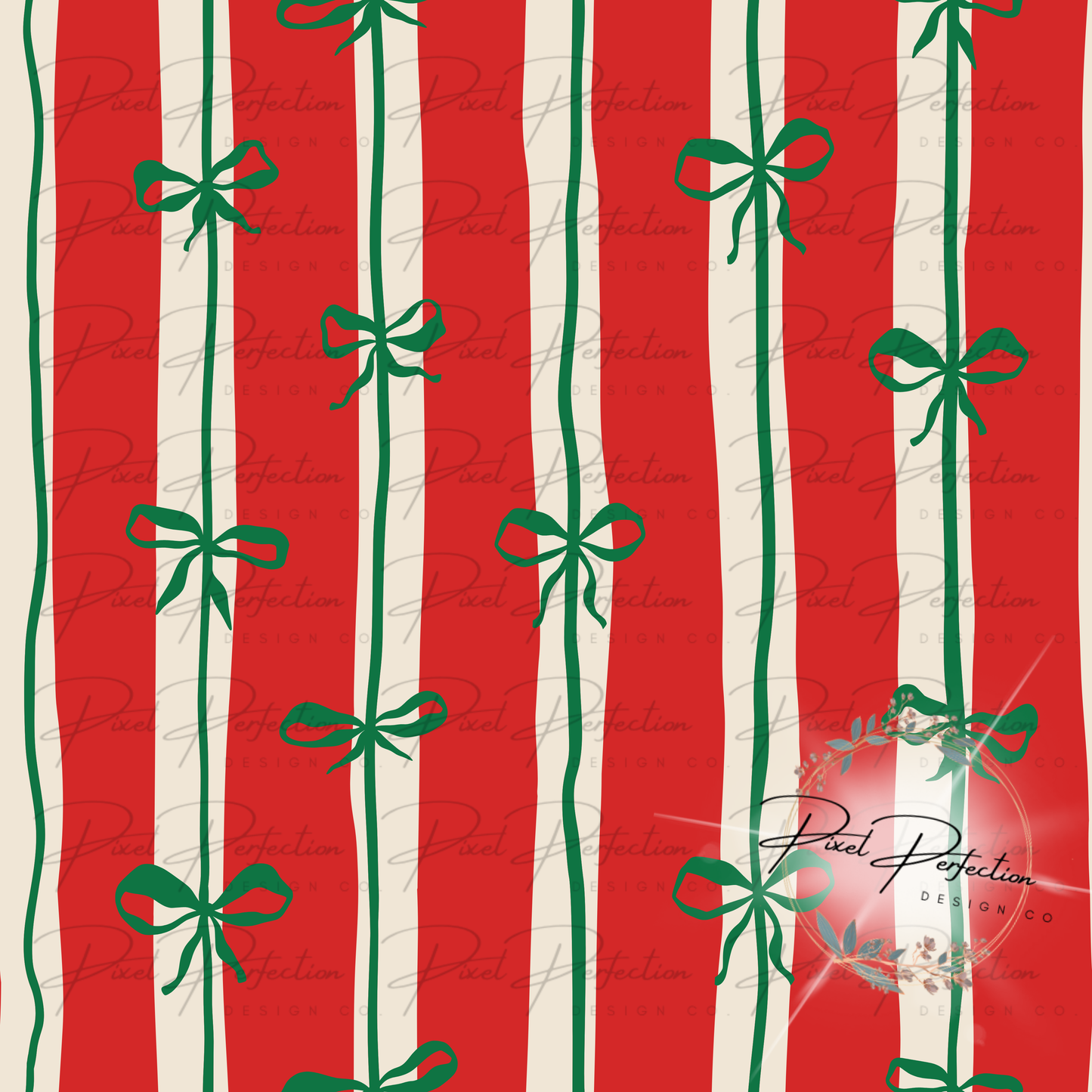 Christmas stripe croquette bow seamless