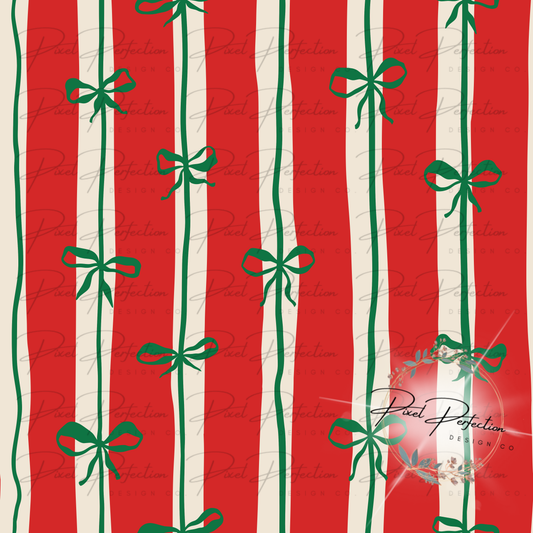 Christmas stripe croquette bow seamless
