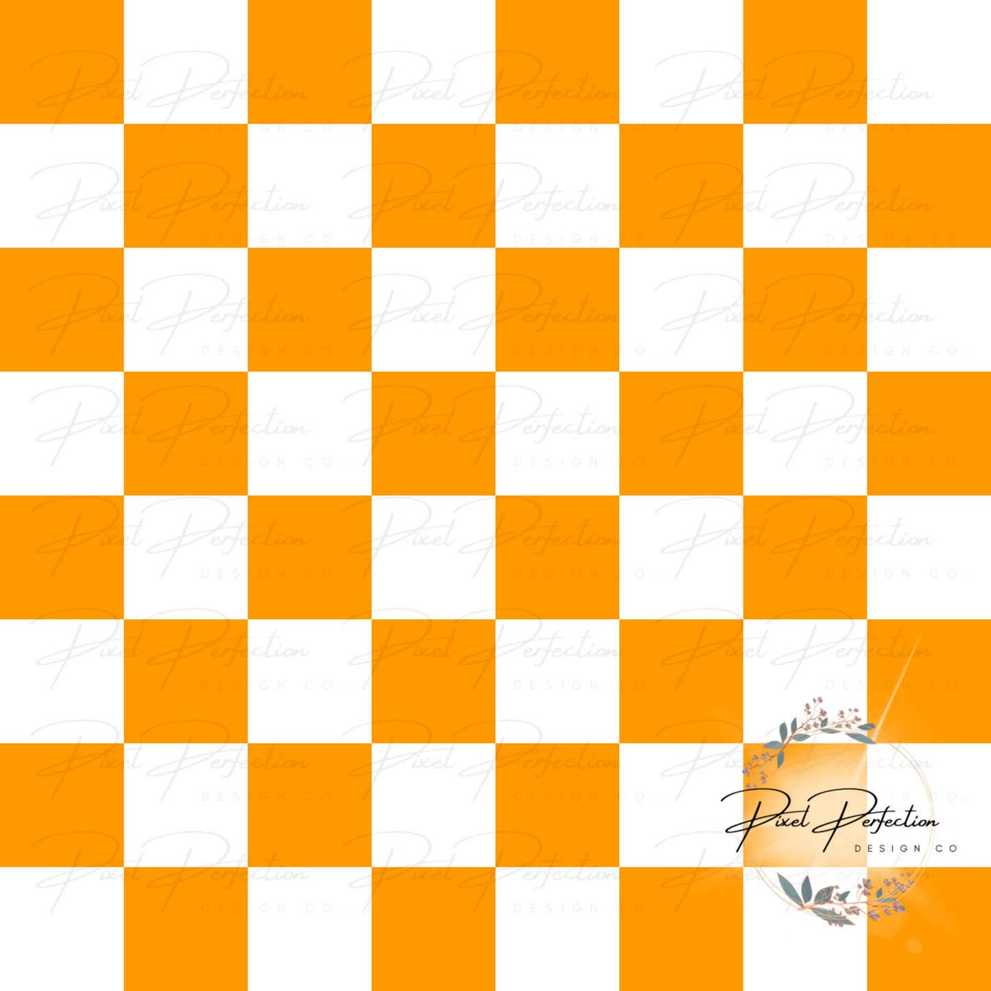 Orange and white checkered seamless