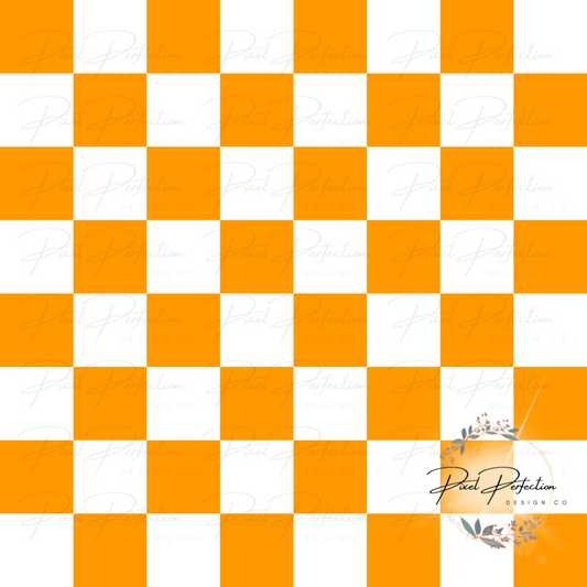 Orange and white checkered seamless