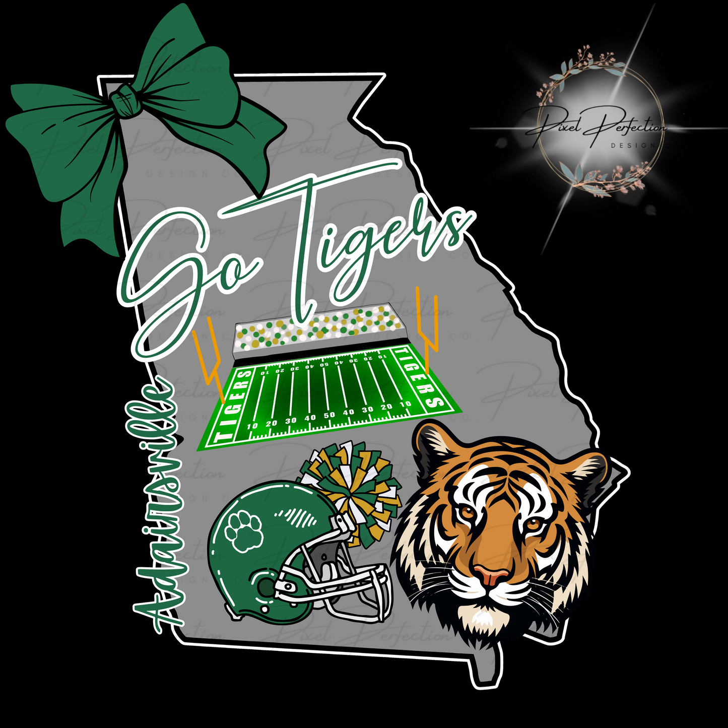 Adairsville Ga state outline with Bow PNG