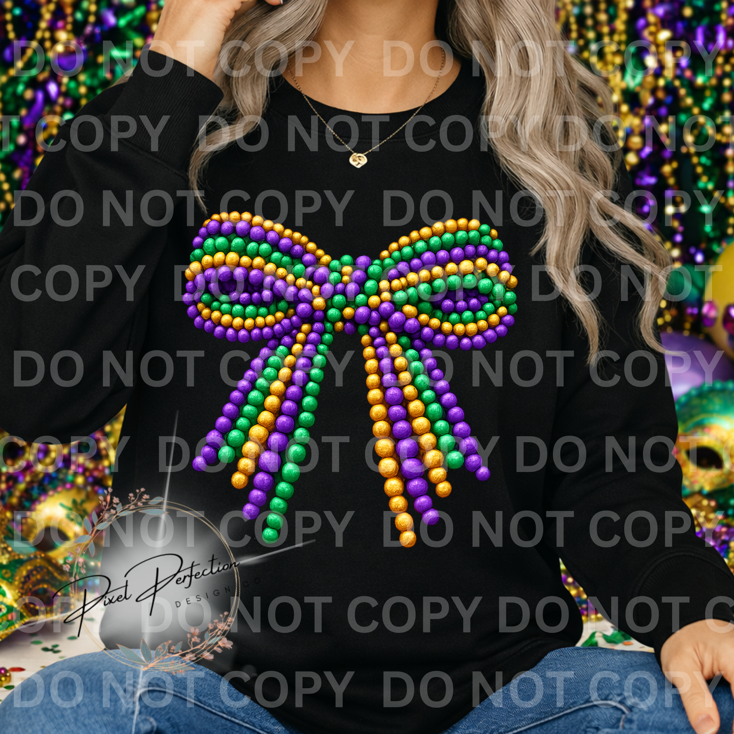 Mardi Gras bead bow png