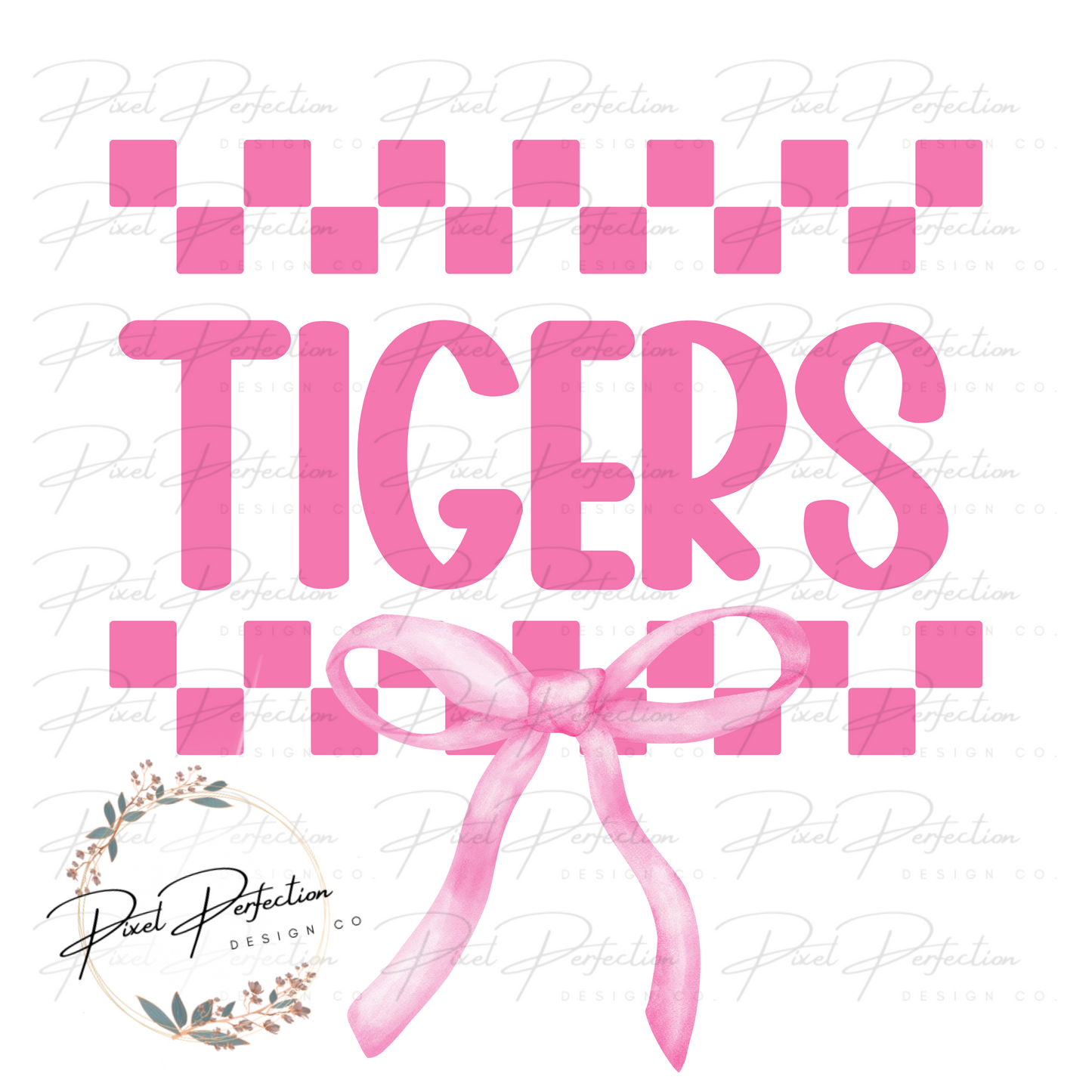 Custom checkered with coquette bow pinkout png