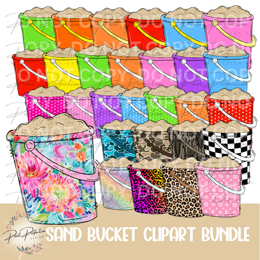 Summer sand bucket clipart bundle