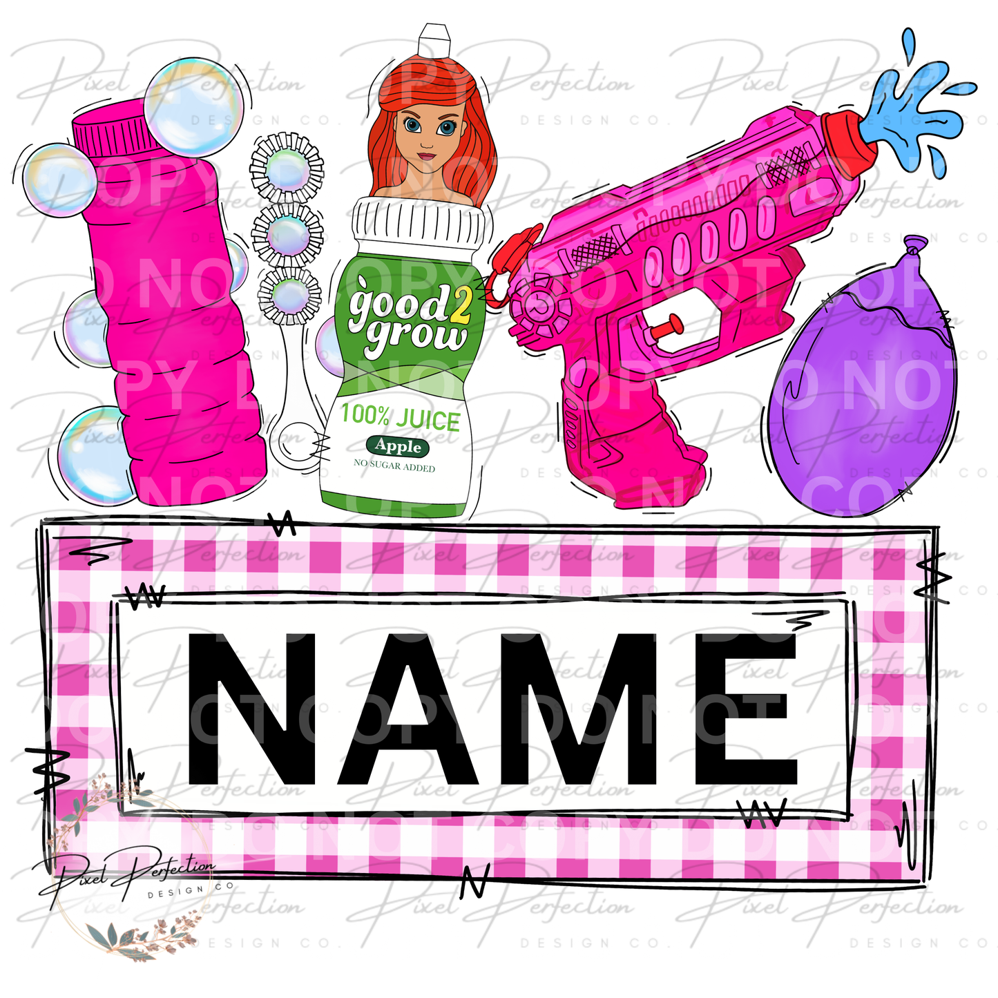 Girl summer fun name plate with princess g2g