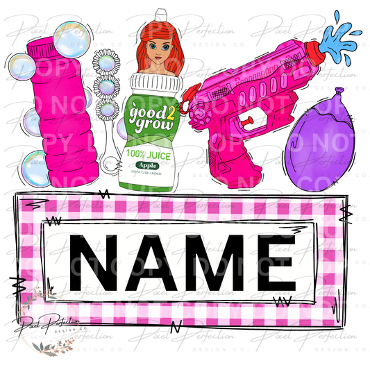 Girl summer fun name plate with princess g2g