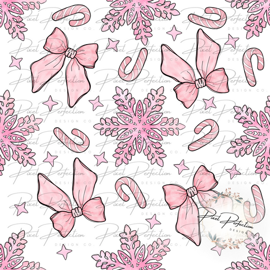 Pink Candy Cane Christmas Seamless