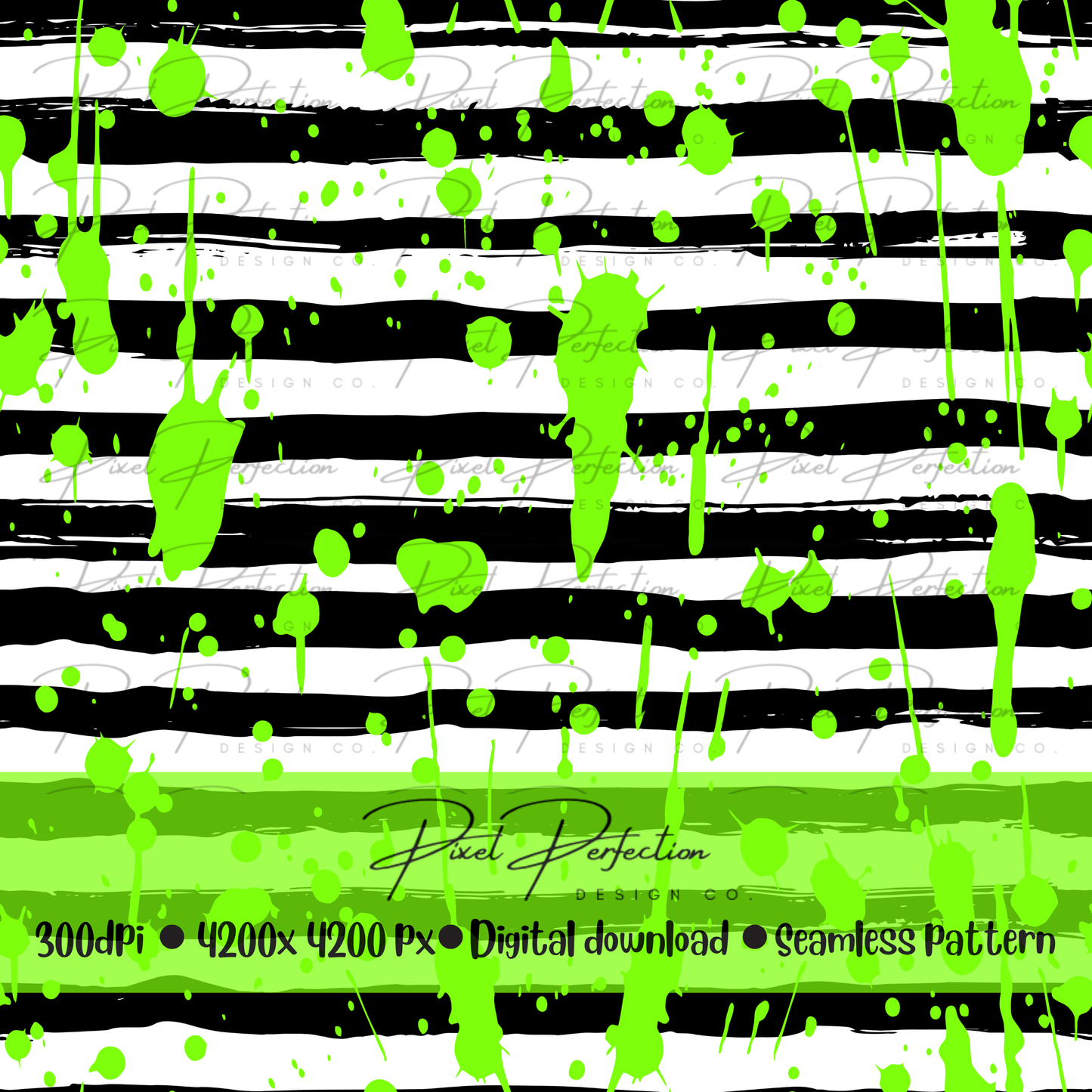 Halloween stripes and neon green splatter seamless