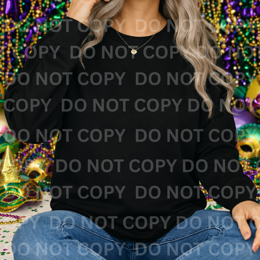 Mardi Gras black sweatshirt mockup